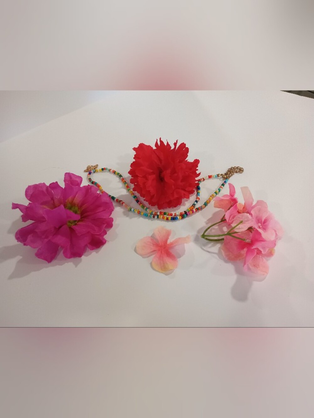 Colorful Multicolor Beaded Gold Necklace with Golden Bee Pendant